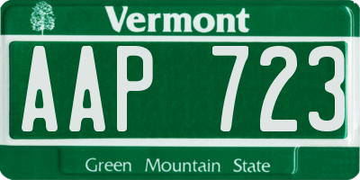 VT license plate AAP723