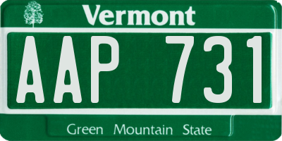 VT license plate AAP731