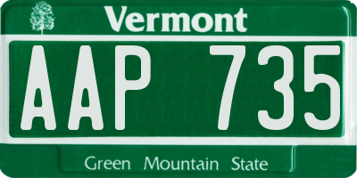 VT license plate AAP735