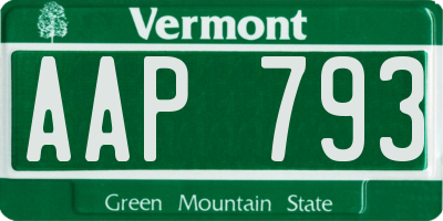 VT license plate AAP793