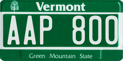 VT license plate AAP800