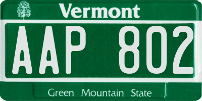 VT license plate AAP802