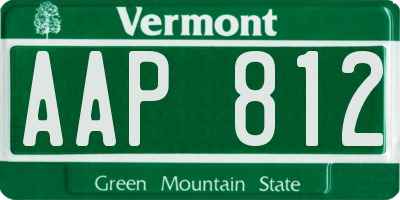 VT license plate AAP812