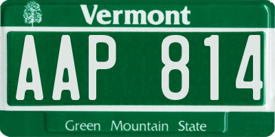 VT license plate AAP814