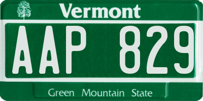 VT license plate AAP829