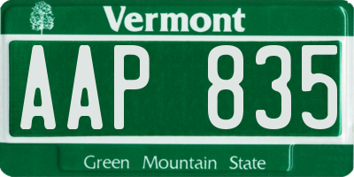 VT license plate AAP835