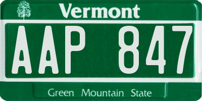 VT license plate AAP847