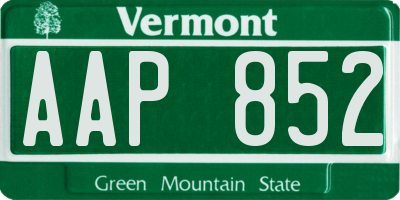 VT license plate AAP852