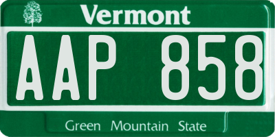 VT license plate AAP858