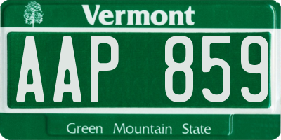 VT license plate AAP859
