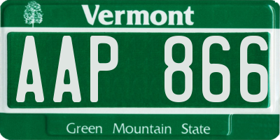 VT license plate AAP866