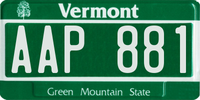 VT license plate AAP881