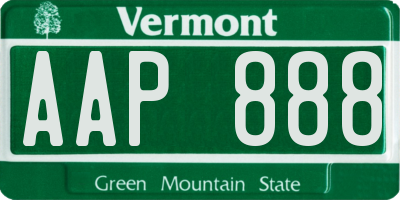 VT license plate AAP888