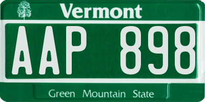 VT license plate AAP898