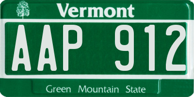 VT license plate AAP912
