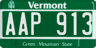 VT license plate AAP913