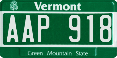 VT license plate AAP918
