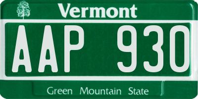 VT license plate AAP930