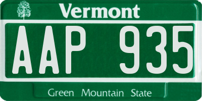 VT license plate AAP935