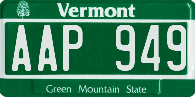 VT license plate AAP949