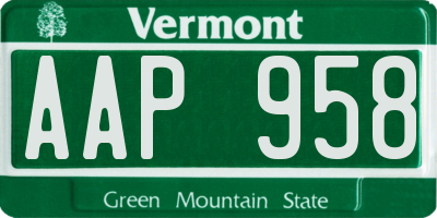 VT license plate AAP958