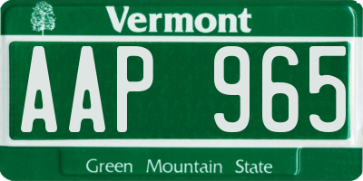 VT license plate AAP965