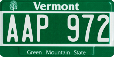 VT license plate AAP972
