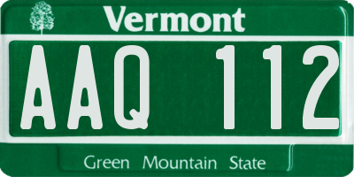 VT license plate AAQ112