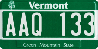 VT license plate AAQ133