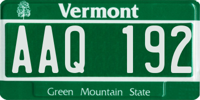 VT license plate AAQ192
