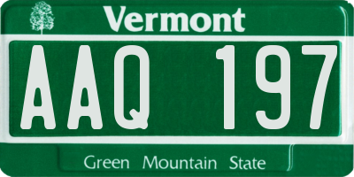 VT license plate AAQ197