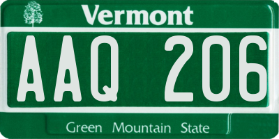 VT license plate AAQ206