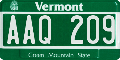 VT license plate AAQ209