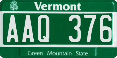 VT license plate AAQ376