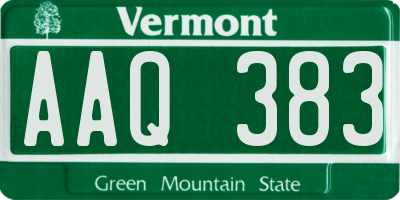 VT license plate AAQ383