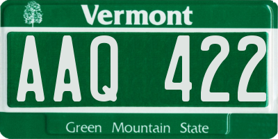 VT license plate AAQ422