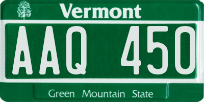 VT license plate AAQ450