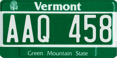 VT license plate AAQ458