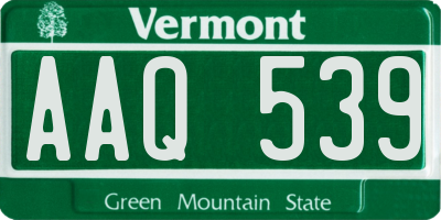 VT license plate AAQ539