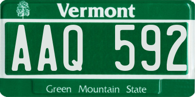 VT license plate AAQ592