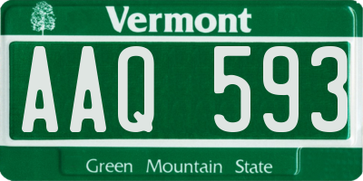 VT license plate AAQ593