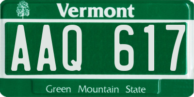 VT license plate AAQ617