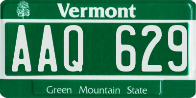 VT license plate AAQ629