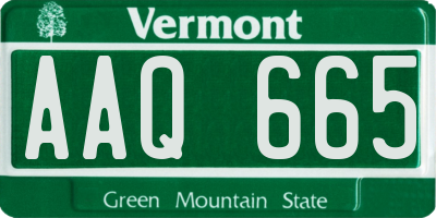 VT license plate AAQ665