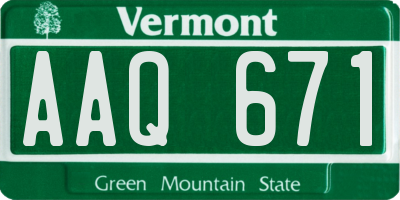 VT license plate AAQ671