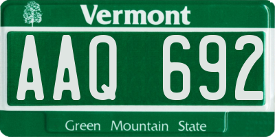 VT license plate AAQ692