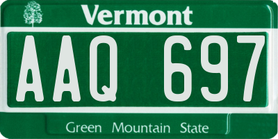 VT license plate AAQ697