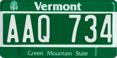 VT license plate AAQ734