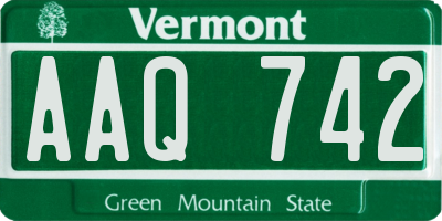 VT license plate AAQ742