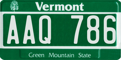 VT license plate AAQ786